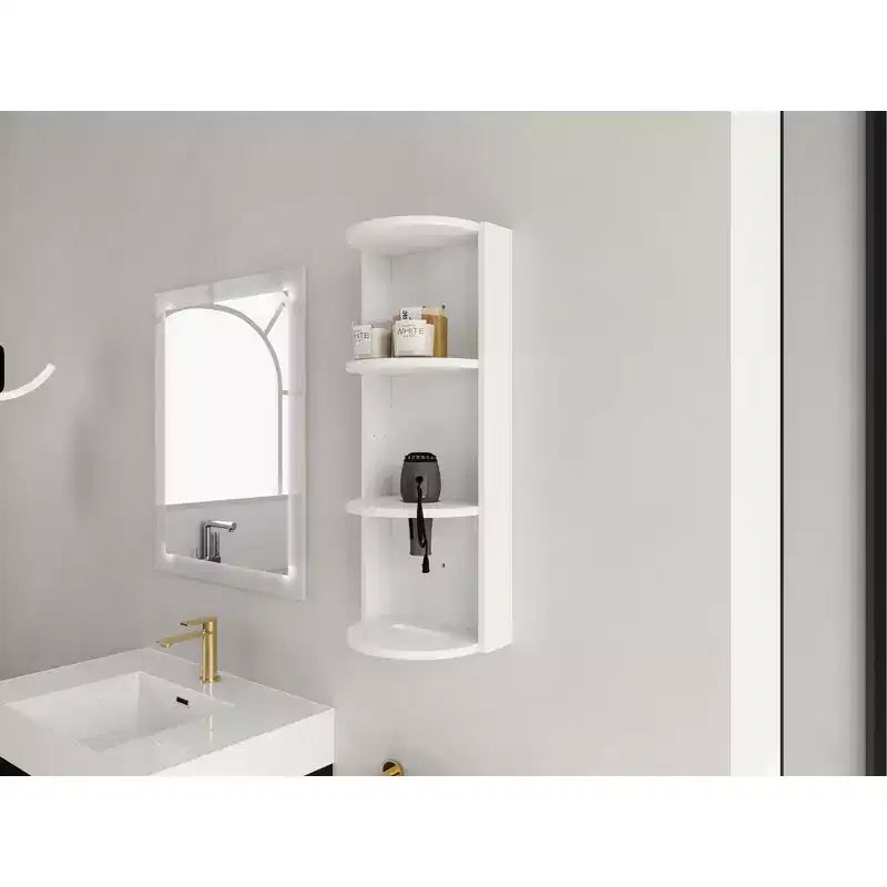 3-Tier Wall-Mounted Bathroom Corner Shelf with Hair Dryer Holder