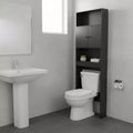 Tall Narrow Storage Cabinet with Shelves and Double Doors, 76.38" H, Dark Gray