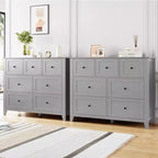 Commode de chambre à 7 tiroirs, commode moderne, commode double en bois avec tiroirs profonds pour salon, grise