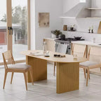 Grande table à manger ovale de 200 cm, 4-6 places, style ferme moderne, finition bois naturel