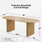 Grande table à manger ovale de 200 cm, 4-6 places, style ferme moderne, finition bois naturel