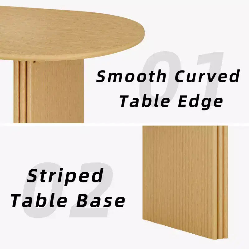 Large 79-Inch Oval Dining Table, Seats 4-6, Modern Farmhouse Style, Natural Wood Finish
