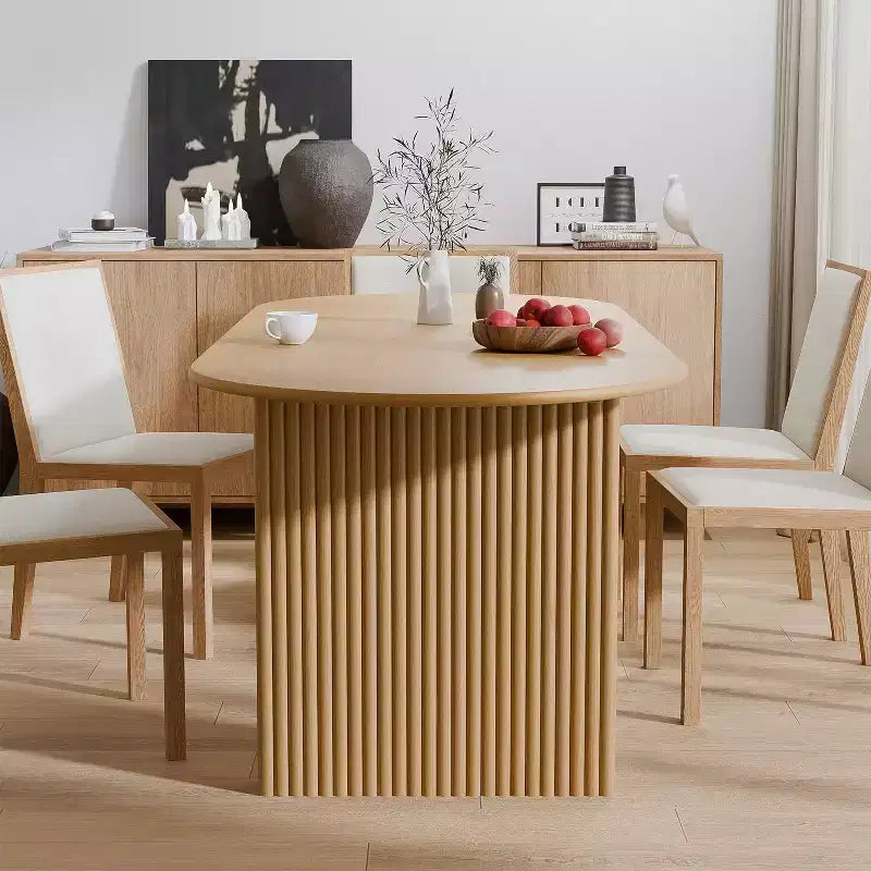 Large 79-Inch Oval Dining Table, Seats 4-6, Modern Farmhouse Style, Natural Wood Finish