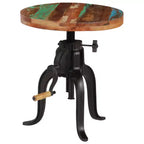 Table d'appoint ronde réglable - Bois recyclé et fonte