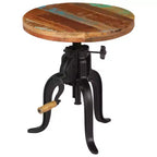 Table d'appoint ronde réglable - Bois recyclé et fonte