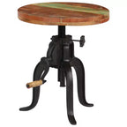 Table d'appoint ronde réglable - Bois recyclé et fonte