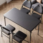 Table pliante avec surface en cuir PU et cadre en métal