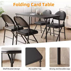 Table pliante avec surface en cuir PU et cadre en métal