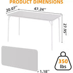 Table pliante avec surface en cuir PU et cadre en métal