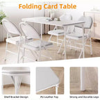 Table pliante avec surface en cuir PU et cadre en métal