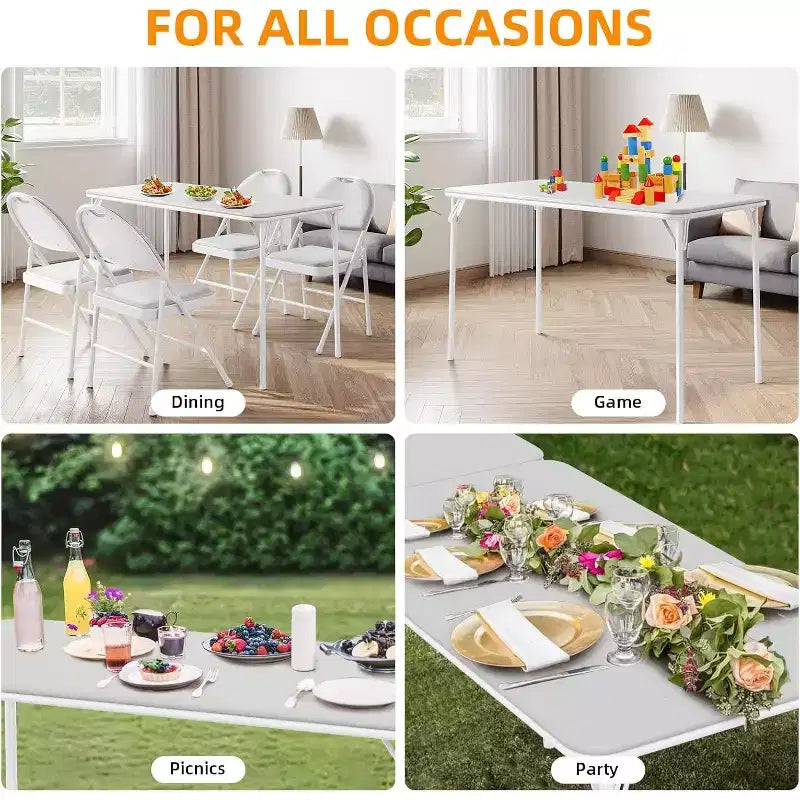 Foldable Table with PU Leather Surface and Metal Frame