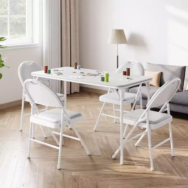 Foldable Table with PU Leather Surface and Metal Frame