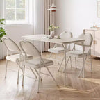 Table pliante avec surface en cuir PU et cadre en métal