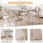 Table pliante avec surface en cuir PU et cadre en métal