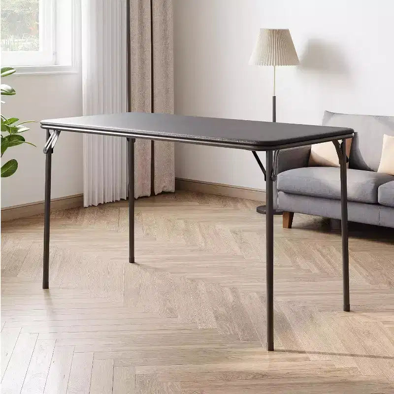 Foldable Table with PU Leather Surface and Metal Frame