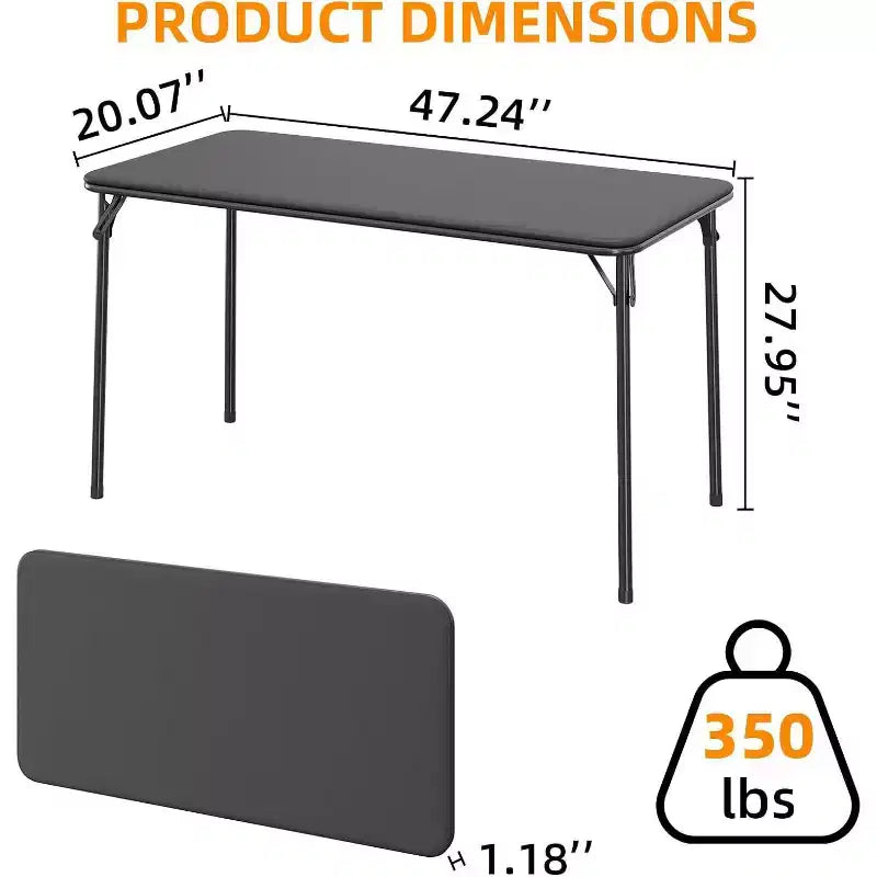 Foldable Table with PU Leather Surface and Metal Frame