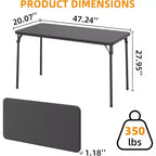 Table pliante avec surface en cuir PU et cadre en métal