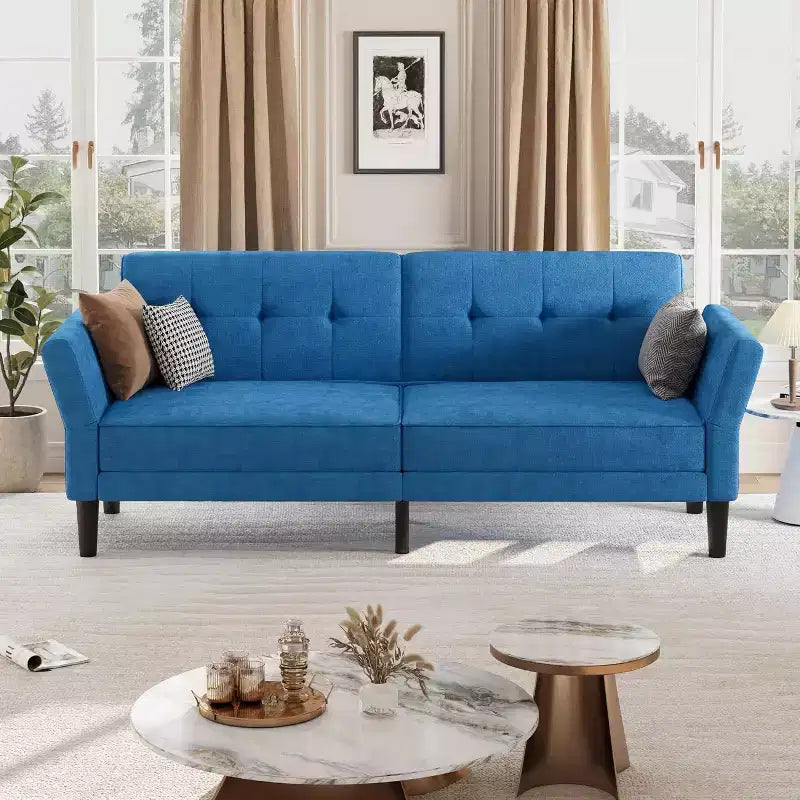 89-Inch Convertible Sleeper Sofa with Adjustable Backrest and Armrest