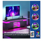 Meuble TV LED avec station de charge intégrée – Convient aux téléviseurs jusqu'à 65 pouces