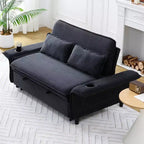 Canapé-lit multifonctionnel en tissu rayé noir pour chambre à coucher et salon