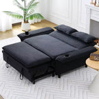 Canapé-lit multifonctionnel en tissu rayé noir pour chambre à coucher et salon