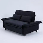 Canapé-lit multifonctionnel en tissu rayé noir pour chambre à coucher et salon