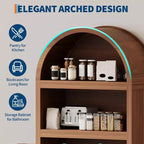 Bibliothèque cintrée de 180 cm de haut avec étagères réglables et armoire de rangement