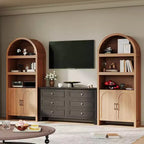 Bibliothèque cintrée de 180 cm de haut avec étagères réglables et armoire de rangement