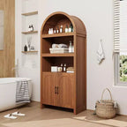 Bibliothèque cintrée de 180 cm de haut avec étagères réglables et armoire de rangement
