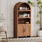 Bibliothèque cintrée de 180 cm de haut avec étagères réglables et armoire de rangement