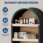 Bibliothèque cintrée de 180 cm de haut avec étagères réglables et armoire de rangement