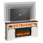 VEVOR Fireplace TV Stand,Farmhouse Fireplace TV Stand for TVs up to 80 inch, Farmhouse Entertainment Center with 36 inch Fireplace & LED Lights,White