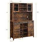 Meuble bar avec porte coulissante de style grange et étagères de rangement