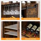 Meuble bar avec porte coulissante de style grange et étagères de rangement