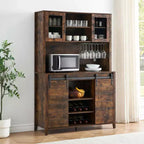 Meuble bar avec porte coulissante de style grange et étagères de rangement